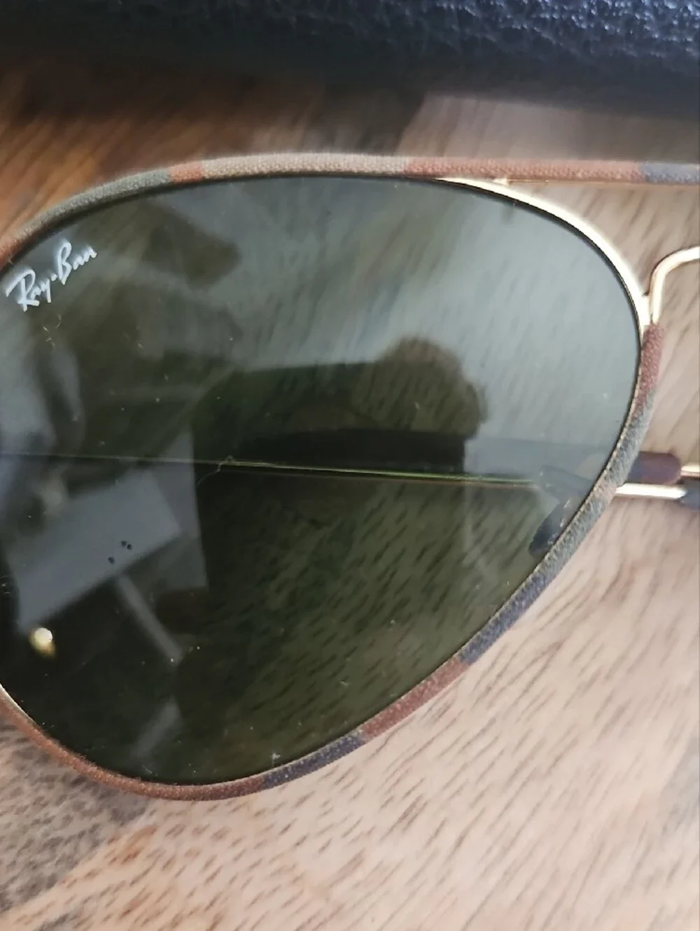 Ray-Ban Gold Frame Sunglasses with Green Lenses
